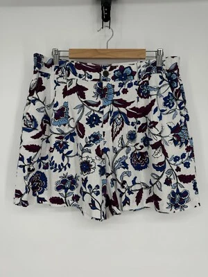 Pantalones Cortos Liz Claiborne Blanco Púrpura Azul Floral Lino/Rayón Talla 12 Nuevos con Etiquetas Org $44 Foto 1 de 4