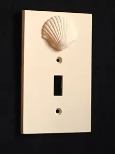 Lichtschalter Platte Abdeckung Muschel Strand Kunststein EINZELN NEU IM KARTON Beige Creme Elfenbein - Bild 1 von 3