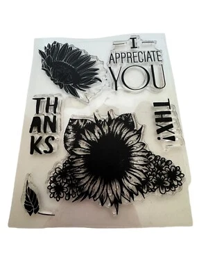 Diamond Press Clear Stamps Thanks a Bunch Sunflowers I appreciate You Leaf Craft - Image 1 of 4