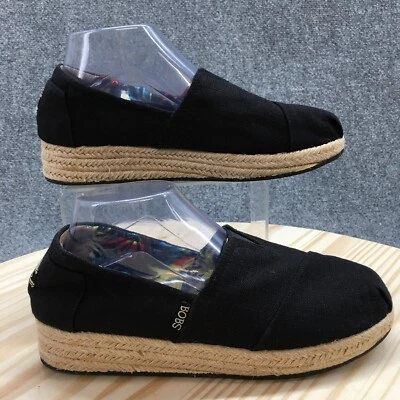 Bobs From Skechers Shoes Womens 9.5 Espadrille Black Canvas Wedge Heels SN 34101 - Изображение 1 из 4