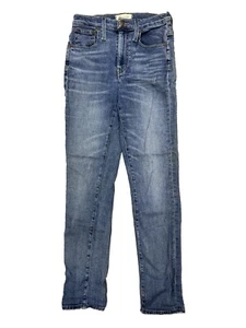 Madewell High-Rise Slim Boy Fit Jeans Women Sz 23 W26 Mid Blue Wash Cotton Denim - Picture 1 of 9