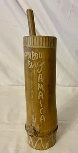 Bamboo Handmade Tumbler With Straw Jamaica. 8 Inches High. Bamboo Blu Jamaica - Picture 1 of 15