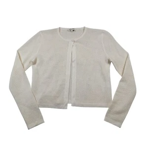 Barbara Lohmann Cashmere Silk Blend Open Knit Cardigan Women's Sz 40 Small Ivory - Foto 1 di 8