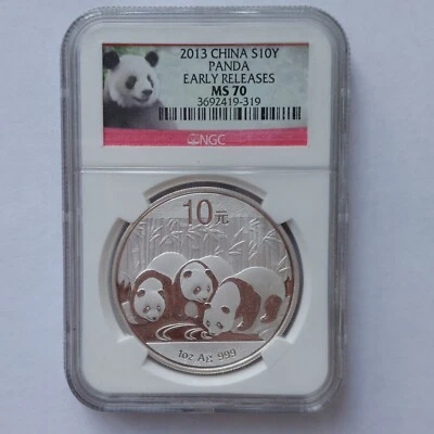 2013 China Label S10Y 1 Oz 999 Silver Panda Early Releases NGC MS70 Bullion Coin - Image 1 of 2