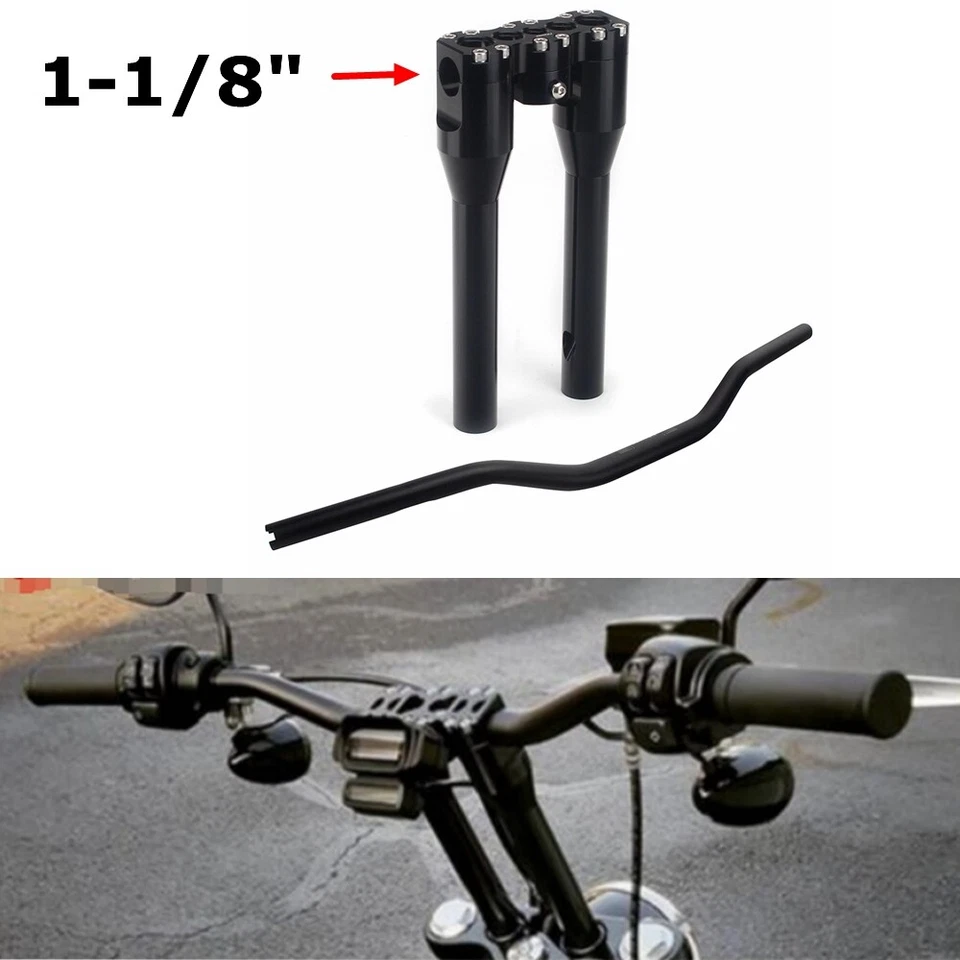 Manillar y elevador de 1-1/8" estilo Street Bob Club para Harley Dyna Softail Low Rider Foto 1 de 4
