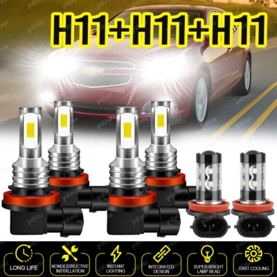 For Chevy Malibu 2006 2007- 2012 LED Headlight High Low Fog Light Bulb Combo Kit - Image 1 of 4