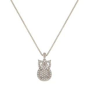 Necklace White Gold 18 Carats 750/1000 With Owl - Picture 1 of 2
