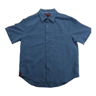 Camisa Tony Hawk Azul Rayas Manga Corta Con Botones Para Hombre Talla M Foto 1 de 4