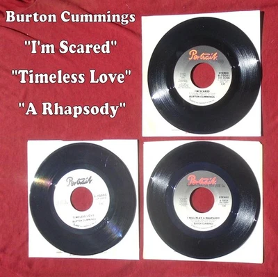 Burton Cummings of Guess Who 3 45's "Timeless Love" "I'm Scared"  Good Condition - Image 1 of 4