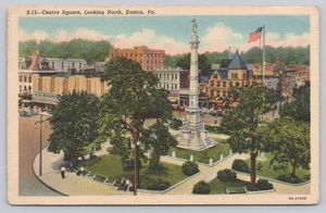 Center Square Looking North Easton Pennsylvania  Linen Postcard - Picture 1 of 2