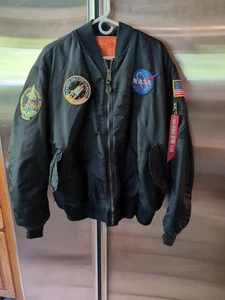 Alpha Industries Flight Jacket Pre-owned Great Condition NASA Four NASA Patches - Picture 1 of 22