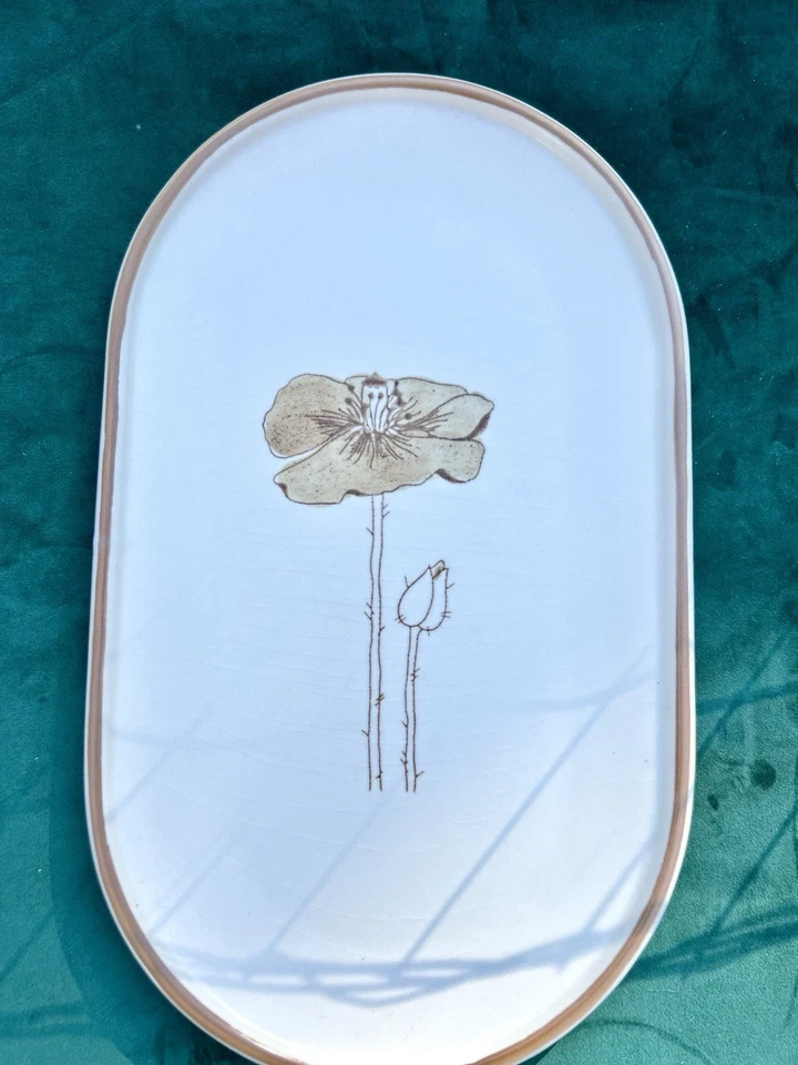 Винтажное продолговатое блюдо из мака 1970-х 14 дюймов Waechtersbach Германия мод цветок - Изображение 1 из 3