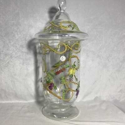 Tarro de boticario “Fleur Garni” bote de vidrio cristalino con tapa Foto 1 de 4