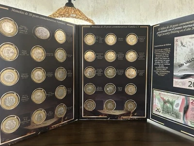 Album Monedas Negro 20 pesos Lleno Mexico ,200años Relacion Méx-USA, New Colima - Image 1 of 4