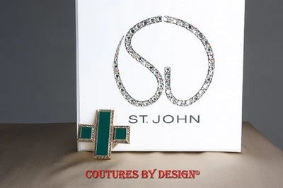 St John Knits 2.0"X 2.0 "Maltese Cross Green Эмалированный золотой значок NWT рекомендованная цена $90 - Изображение 1 из 3