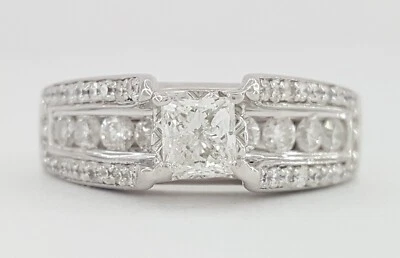 Princess Cut Diamond 1 ct Channel Set Engagement Ring 14k White Gold - Image 1 of 4