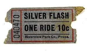 Silver Flash Wooden Roller Coaster Ride 10c Ticket Riverview Park Chicago IL - Picture 1 of 2