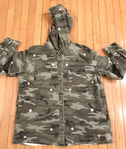 Miss Me Denim Women’s L Green Camouflage Jean Jacket With Flower Embroidery - Picture 1 of 8