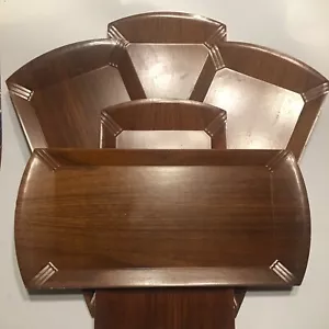 Set 5 vassoi servizio buffet vintage metà secolo in legno Hasko Haskelite - Foto 1 di 6