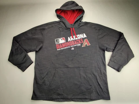 Majestic Therma-Base Arizona Diamondbacks Mens Black Heather Long Sleeve Hoodie Cover