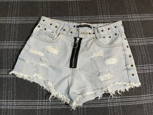 ZARA TRF High Waist Ripped Denim Shorts Size 04 !! - Picture 1 of 8