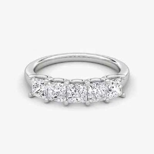 Eternity Band 1.25 Ct Lab Grown Princess Cut Diamond 14K White Gold - Picture 1 of 6
