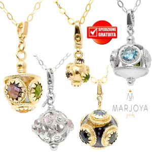 Collana lunga con charms,quarzi multicolor in argento 925,dorato,70-80-90-100cm - Foto 1 di 114