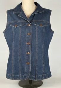 VTG Bill Blass Denim Vest Western Blue Jean Button Up Pockets 80s 90s Y2k MED - Picture 1 of 11