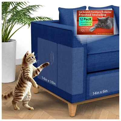MIOULE 12 Pack Cat Scratch Furniture Protectors Self-Adhesive Sofa Corner Guards