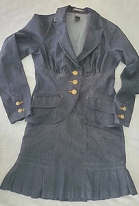 Bisou Bisou Michele Bohbot Suit Jacket And Blazer Size 6 Black Denim Look - Picture 1 of 12