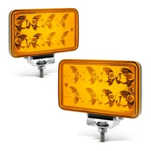 Pair of 966AM 8 LED 1700 Lumen Amber Fog Lights 10-30 Volt DC, Single Stud Mount - Picture 1 of 8