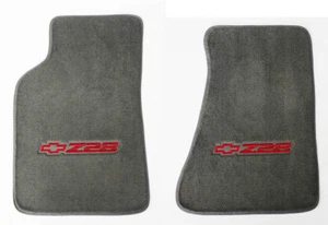 NEW 1982 - 2002 Camaro Floor Mats Gray Carpet Embroidered Z28 Logo Red Set of 2 - Picture 1 of 11