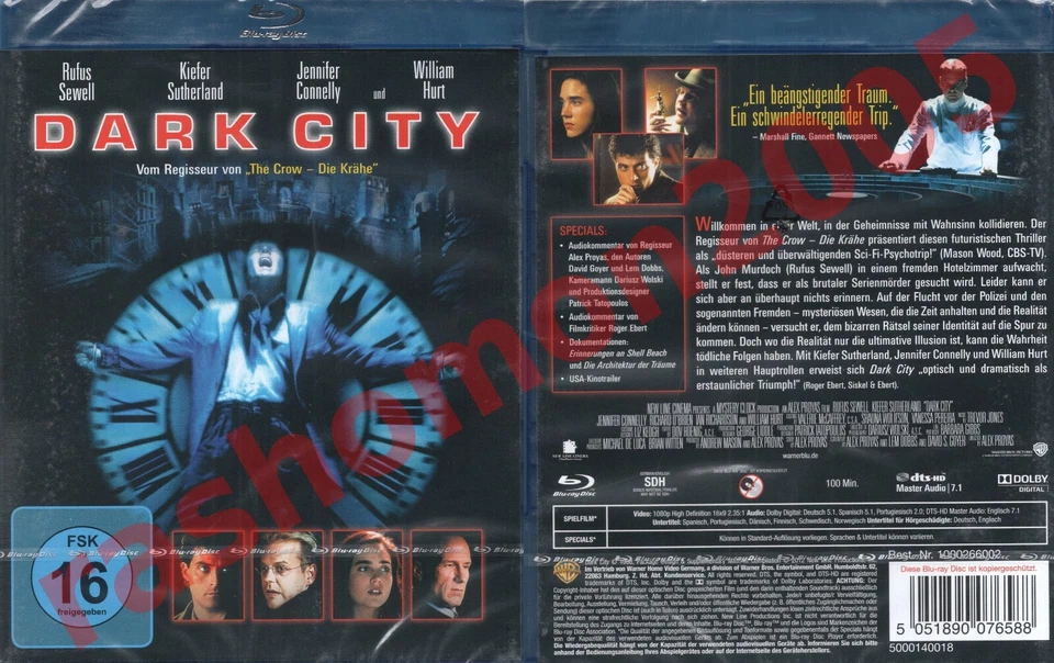 Blu-ray Dark City Kiefer Sutherland Jennifer Connelly Alex Proyas Region B/2