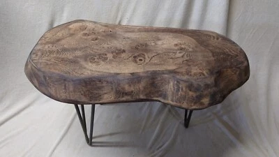 Dark Unique Oak Coffee Table with Black hairpin legs — 第 1/4 张图片