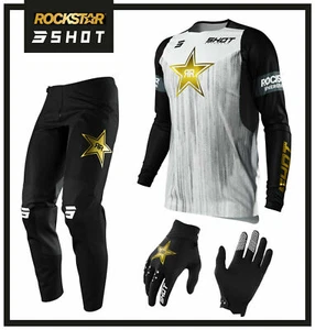 SHOT CONTACT ROCKSTAR ENERGY JERSEY & PANT MOTOCROSS MX QUAD BIKE COMBO KIT - Picture 1 of 8