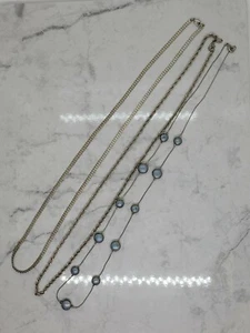 Lot of 3 Vintage Silvertone Chain Costume Necklaces 1 signed Maggie Lawrence - Picture 1 of 10