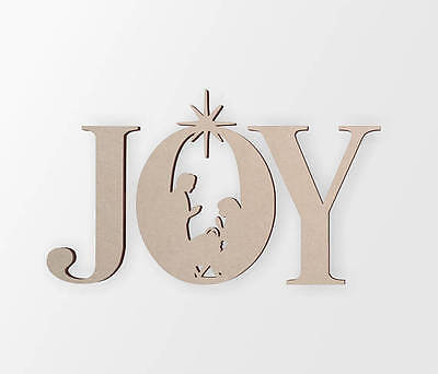 Wooden Sign  Joy With Manger Scene In The (O)  - Cut Out, Wall Art, Home Decor • 7.82€