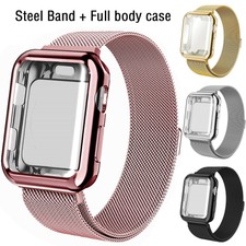 For Apple Watch 5/4/3/2/6 Steel Band Strap+Screen Protector Case 38/40/42/44mm 
