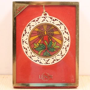 LENOX Buntglas Kerze Weihnachtsschmuck Porzellan Scheibe orig Karton 1. Serie - Bild 1 von 5