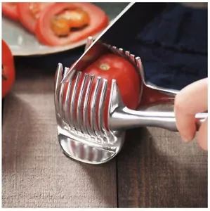 Cortador de tomate cortador de limón portátil, soporte para cortar ayuda de acero inoxidable - Imagen 1 de 8