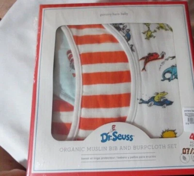 JUEGO DE REGALO PARA BEBÉ POTTERY BARN DR SEUSS--BEBEROS, ERUCTOS + MANTA NUEVO EN PAQUETE Foto 1 de 4