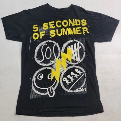 Camiseta 5 Seconds of Summer Negra Manga Corta Para Hombre Talla M 5SOS Banda Tour Usada en Excelente Condición Foto 1 de 4