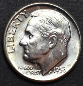 1956 D ROOSEVELT DIME BRILLIANT UNCIRCULATED FROM OBW ROLL 90% SILVER #29 - Picture 1 of 2