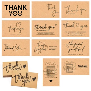 30-150Pcs NEW Kraft Thank You For Supporting My Small Business Cards 6 Designs - Picture 1 of 14
