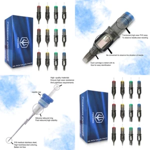 Poseidon 50 PC Tattoo Cartridge Needle 5Rl 7Rl 9Rl 5Rs 7Rs 9Rs 15M 21M 15Cm 21Cm - Picture 1 of 10