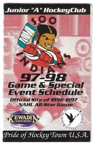 RARE 1997-98 SOO Indians NAHL Hockey Schedule !!! Kewadin Casino & McGregor Oil
