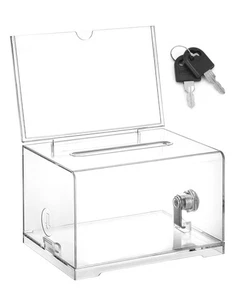 QWORK® Abschließbar Spendenbox Geldkassette Wahlurne aus Acryl Transparente - Bild 1 von 24