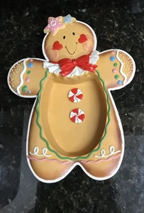 Plato de caramelo de pan de jengibre para niña decoración de mesa de vacaciones de Navidad - Imagen 1 de 9