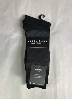 Nuevos Calcetines Perry Ellis Para Hombre 5 Pares Negros Vestido Negocios Preppy Carrera Oficina Foto 1 de 4