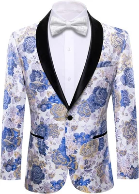 Mens Paisley Blazer Lightweight Sport Coat Party Tuxedo Jacket Mardi Gras Outfit - Image 1 of 4
